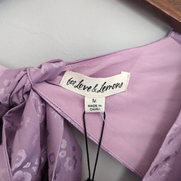 NWT!! For Love & Lemons- Free People Lavender Fiji Ruched Open-Back Mini Dress - Picture 7 of 7